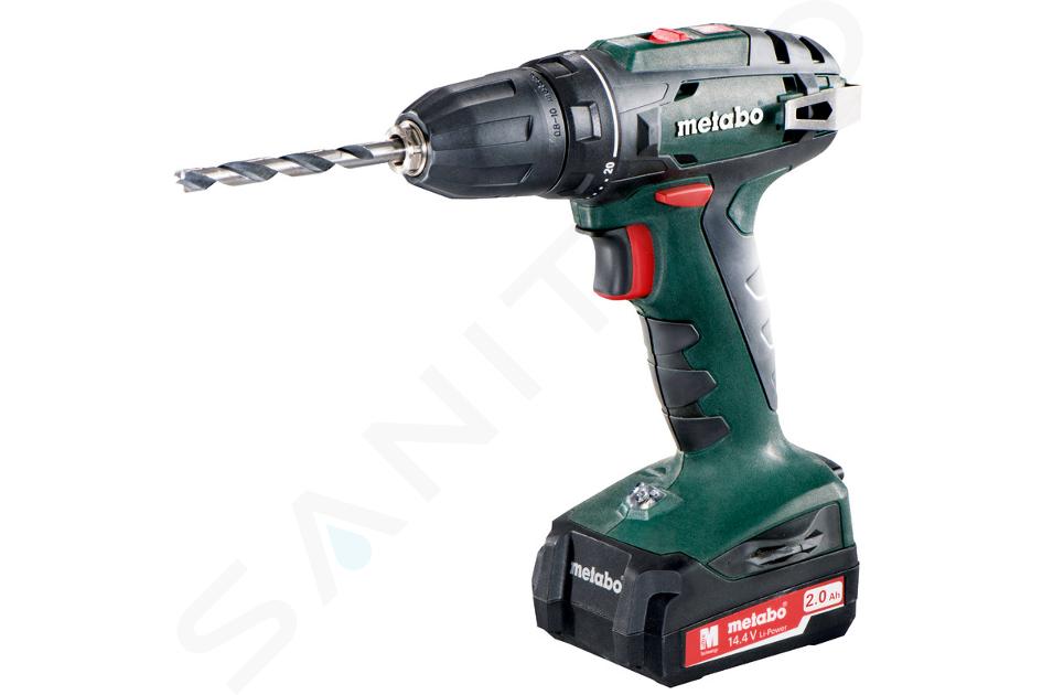 Metabo Unelte - Mașină de înșurubat și de găurit pe acumulator de 14,4 V, 2 baterii 2,0 Ah Li-Power, încărcător 602206540