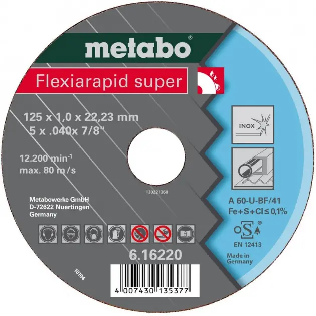 Levně Metabo Příslušenství - Řezný kotouč na nerezovou ocel 125x22,23 mm 616220000
