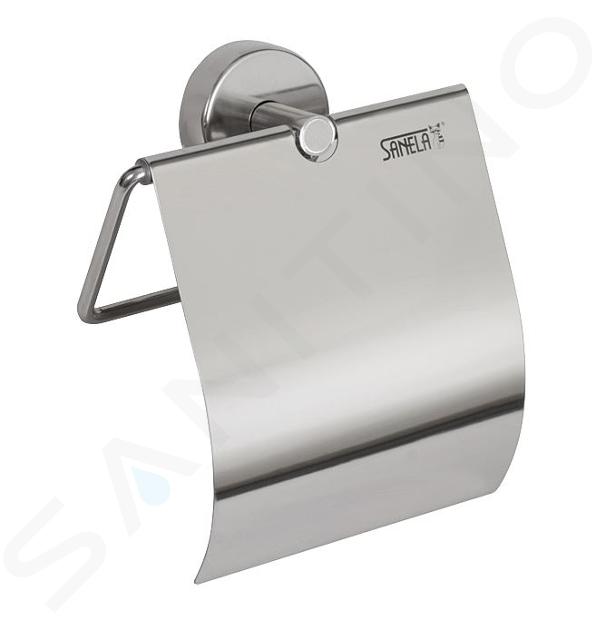 Sanela Accesorii din oțel inoxidabil - Suport pentru hârtie igienică cu capac, inox lucios SLZN 09