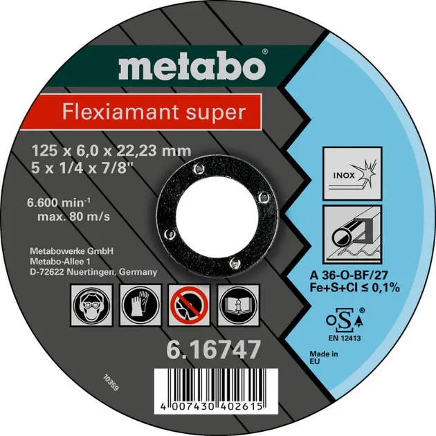 Levně Metabo Příslušenství - Brusný kotouč na nerezovou ocel 125x22,23 mm 616747000