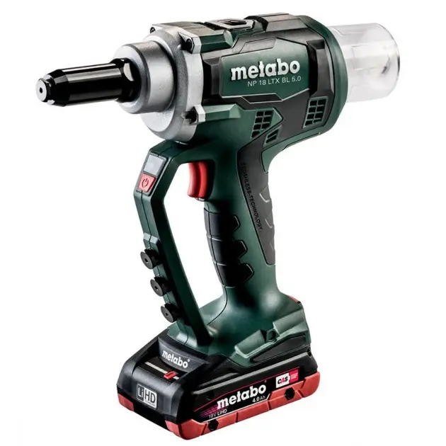 Metabo Werkzeuge - 18V Akku-Blindnietpistole, 2x 4,0 Ah LiHD Akku, Ladegerät 619002800