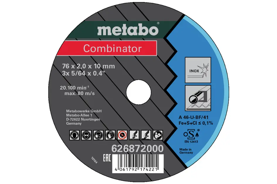 Levně Metabo Příslušenství - Řezný a hrubovací kotouč na nerezovou ocel 76x10 mm, 3 ks 626872000