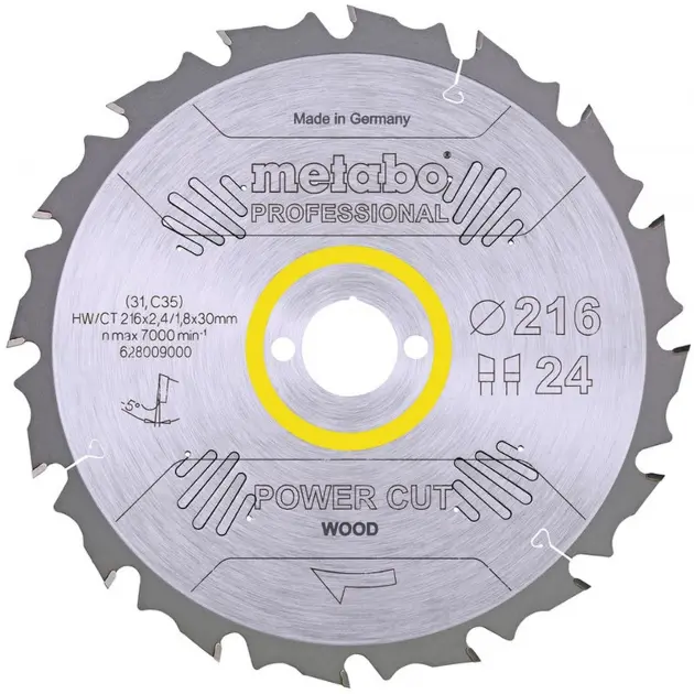 Levně Metabo Příslušenství - Pilový kotouč na dřevo, 216x30 mm, 24 zubů 628009000