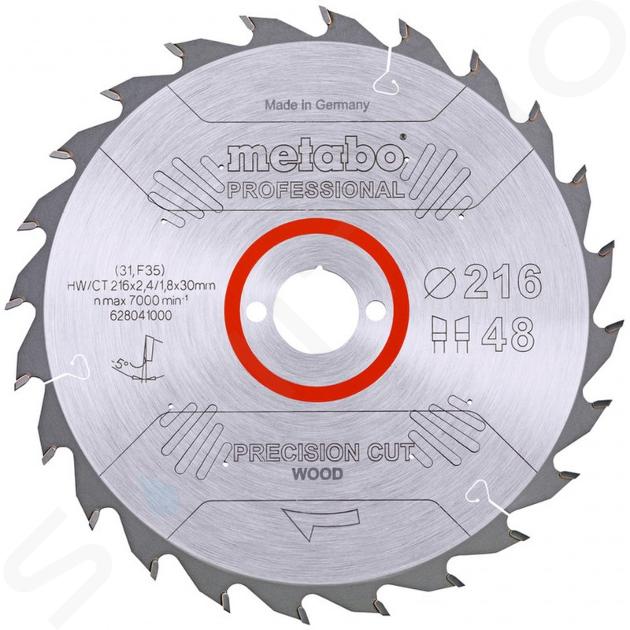 Metabo Accesorii - Disc de fierăstrău pentru lemn, 216x30 mm, 48 dinți 628041000