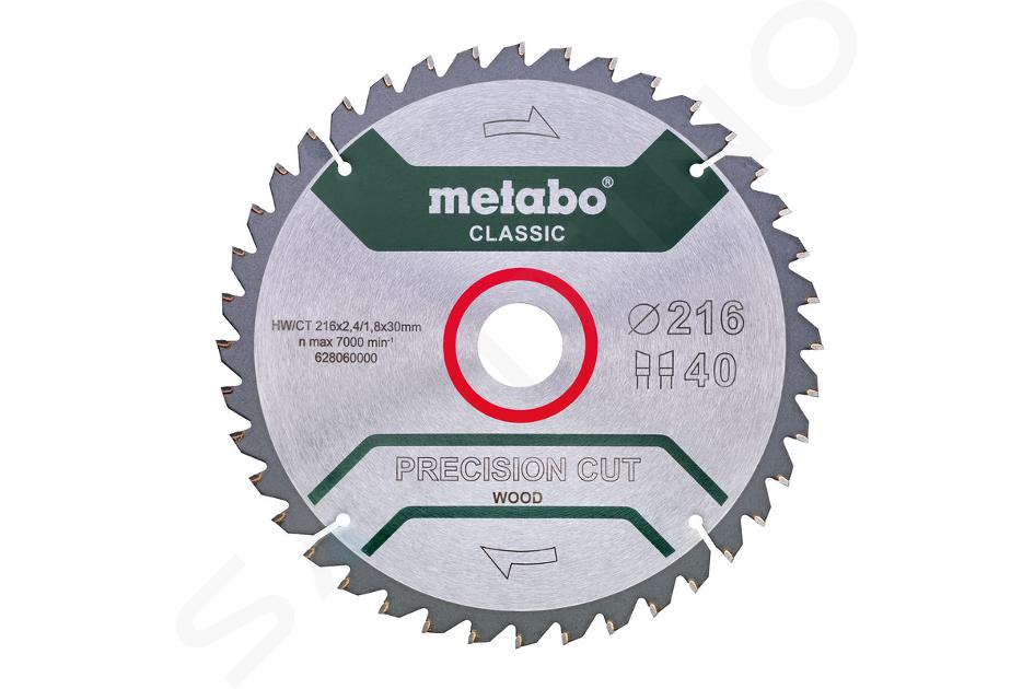 Metabo Príslušenstvo - Pílový kotúč Precision Cut Wood - Classic, 216x30mm, Z40 628060000