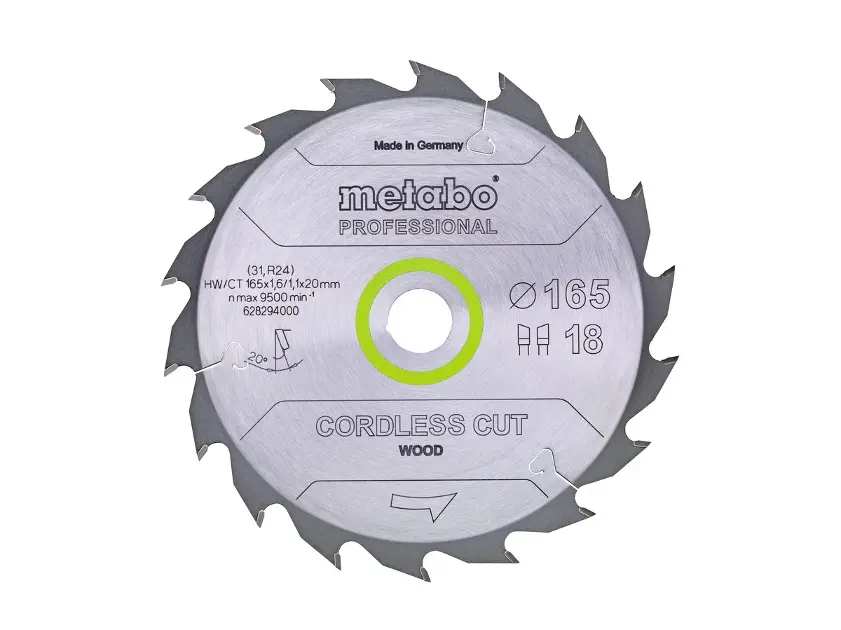 Levně Metabo - Pilový kotouč na dřevo, 165x20 mm, 18 zubů 628294000