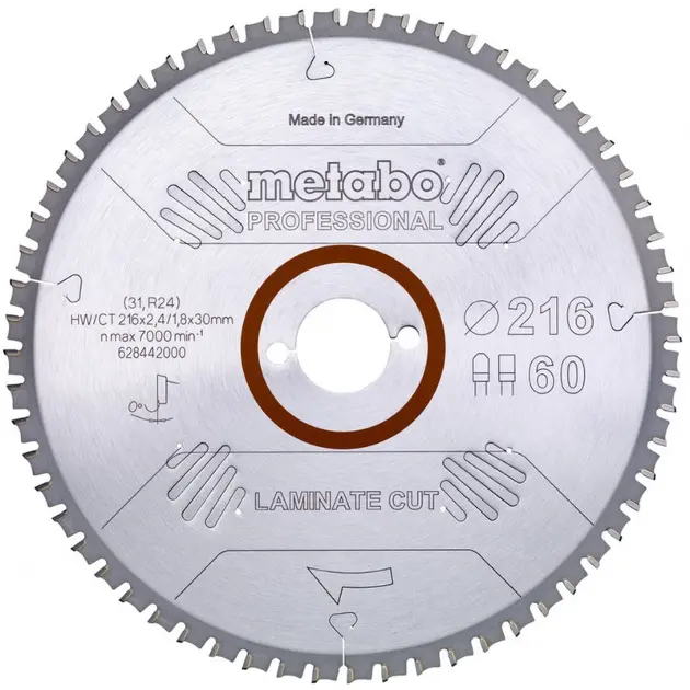 Levně Metabo Příslušenství - Pilový kotouč na lamino, 216x30 mm, 60 zubů 628442000