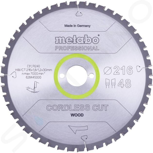 Metabo Accesorios - Hoja de sierra para madera 216x30 mm, 28 dientes 628444000