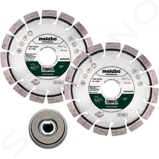 Metabo Accesorii - Set de 3 buc. discuri diamantate de tăiere 125x22,23 mm și piuliță cu eliberare rapidă 628582000