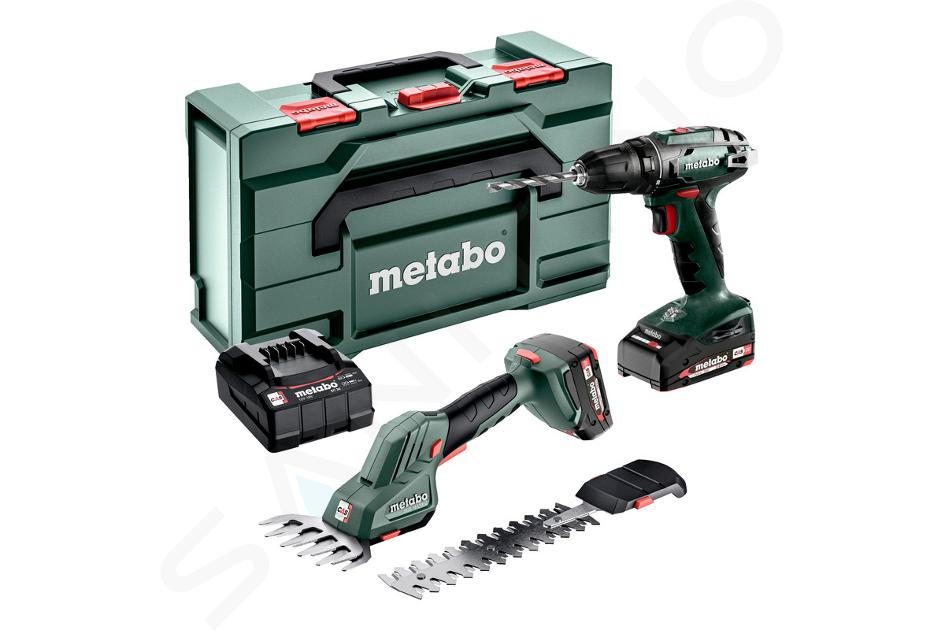 Metabo Utensili - Set di trapano avvitatore a batteria 18V e cesoie per arbusti ed erba, 2x 2,0 Ah LiPower, caricabatterie 685186000