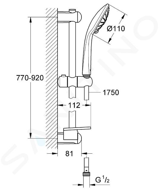 Grohe Euphoria - Conjunto de alcachofa de ducha Massage 110, barras y  mangueras, 3 chorros, grafito oscuro cepillado 27226AL1