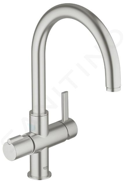 Grohe Red - Bateria zlewozmywakowa dźwigniowa Duo, Supersteel 30033DC0