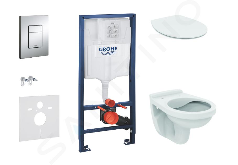 Grohe Rapid SL - Zestaw do montażu podtynkowego, toaleta Alpha z deską, przycisk Skate Cosmopolitan, chrom 38528SET-KD