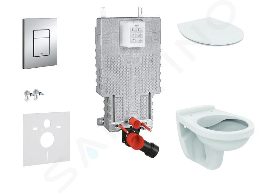 Grohe Uniset - Set voorwandinstallatie, closet Alpha met WC-zitting, Skate Cosmopolitan bedieningspaneel, chroom 38643SET-KD