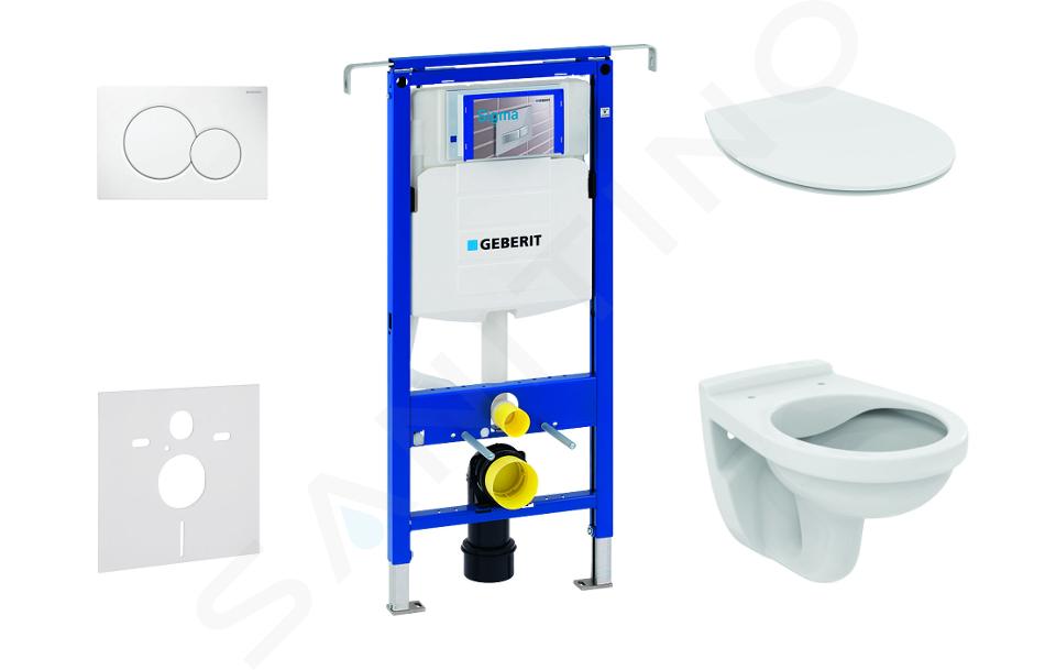 Geberit Duofix - Set d'installation pré-murale, cuvette Alpha avec abattant, plaque de déclenchement Sigma01, blanc alpin 111.355.00.5 ND1