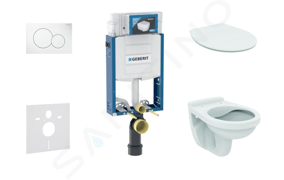 Geberit Combifix - Modulo di installazione a parete, WC Alpha con sedile, placca di comando Sigma01, bianco alpino 110.302.00.5 ND1