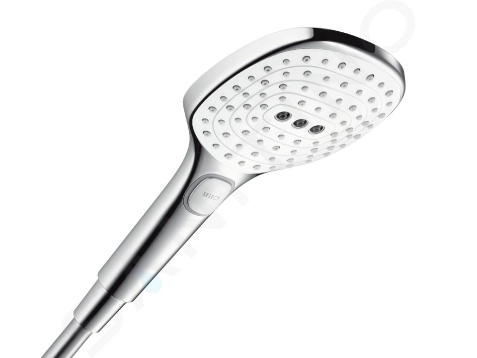 Hansgrohe Raindance Select E - Ručná sprcha 120, 3 prúdy, EcoSmart 9 l/min, biela/chróm 26521400