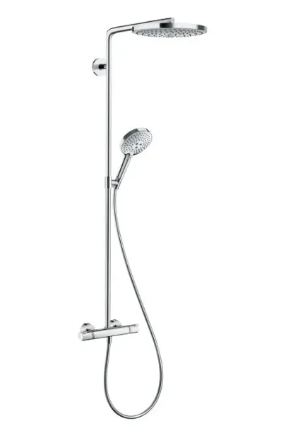 Hansgrohe Raindance Select S - Set de douche avec thermostat, 240 mm, 2 jets, blanc/chrome 27129400