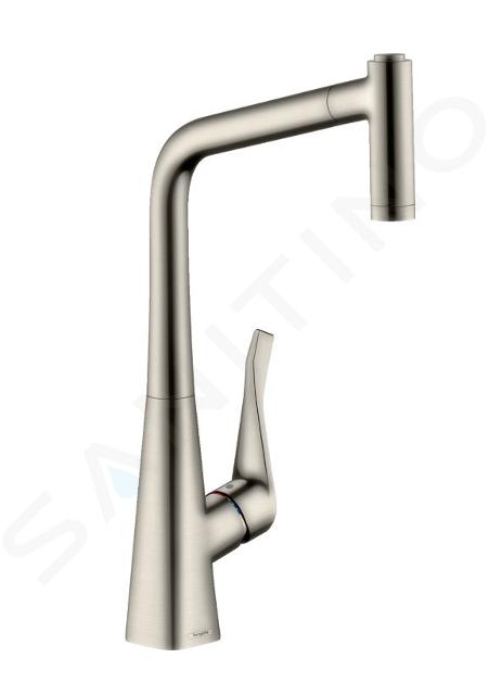 Hansgrohe Metris New - Grifo monomando de cocina 320 con ducha extraíble, aspecto de acero inoxidable 14820800