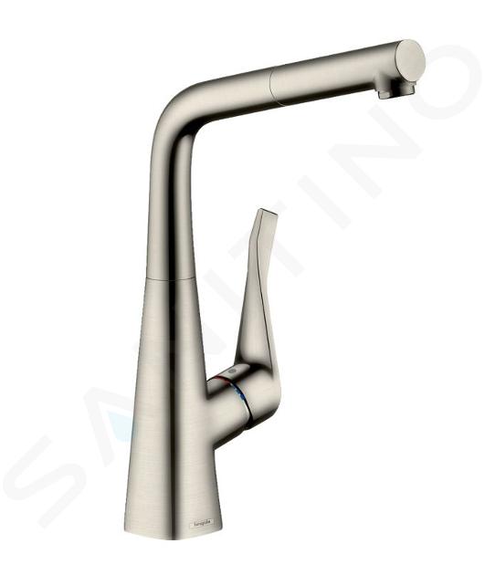 Hansgrohe Metris New - Mitigeur d’évier 320 avec douchette extractible, aspect inox 14821800