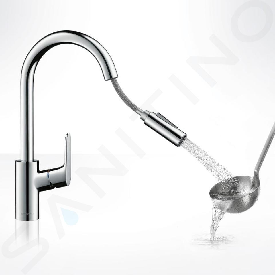 hansgrohe Mitigeurs de cuisine: Focus M43, Mitigeur de cuisine 150 EcoSmart  avec douchette extractible 1jet, N° article 71842000