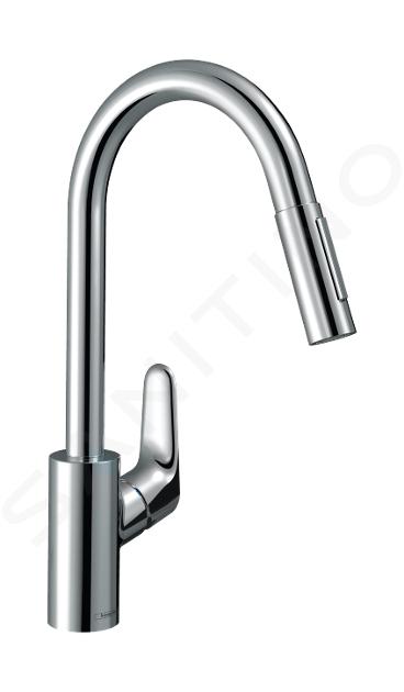 Hansgrohe Focus M41 - Miscelatore monocomando per lavello 240 con doccetta estraibile, cromato 31815000