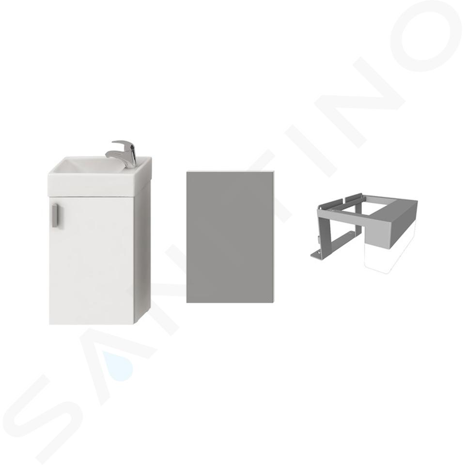 Jika Petit - Mobile con lavabo, 39x22x59 cm, specchio, illuminazione, bianco H4535141753001