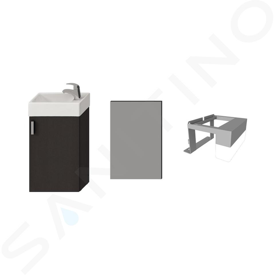 Jika Petit - Mobile con lavabo, 386x221x585 mm, specchio, illuminazione, grigio H4535141753011