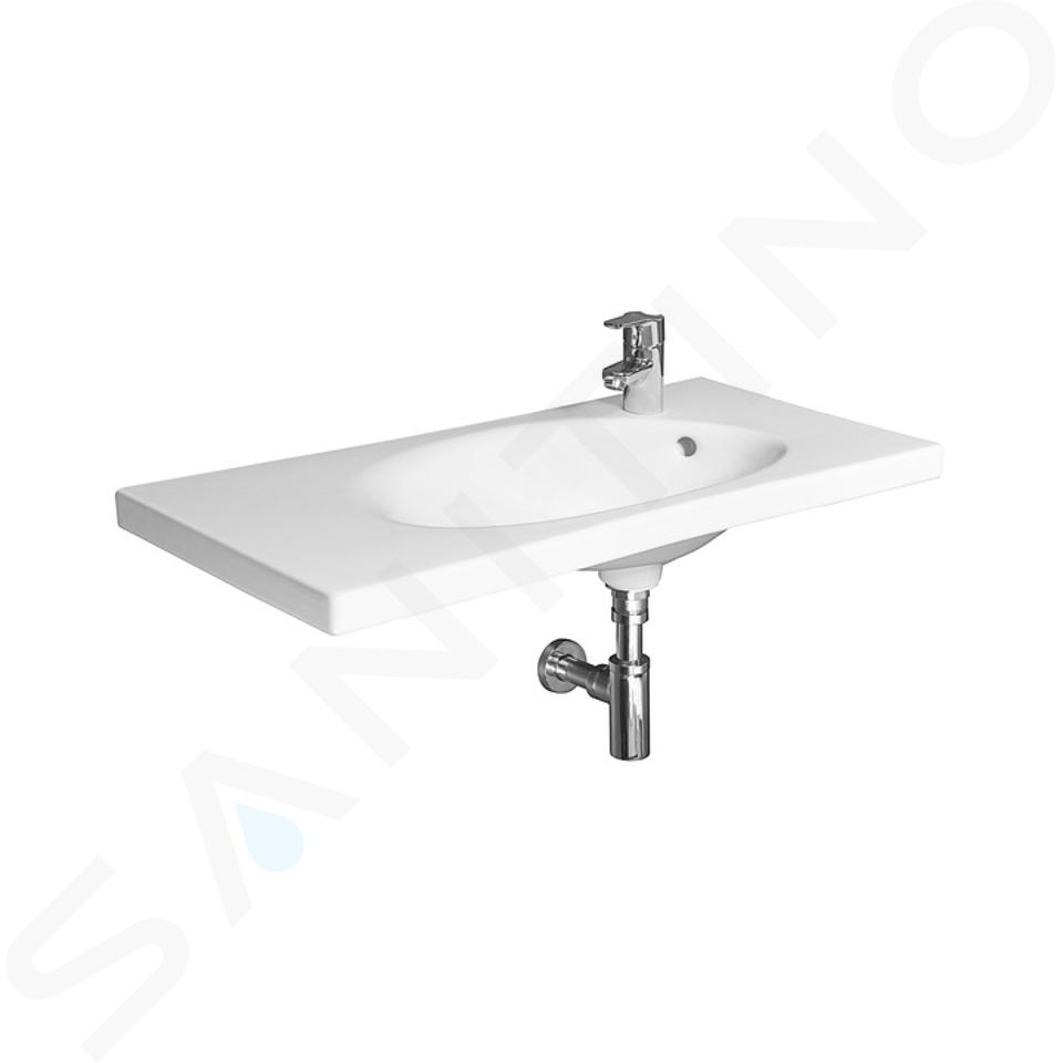 Jika Tigo - Lavabo para mueble, 800x385 mm, con agujero a la derecha, blanco H8122180001061