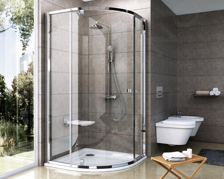 Ravak Pivot - Cabină de duș semi-rotundă PSKK3-90, 870-895 mm, satin / sticlă transparentă 37677U00Z1