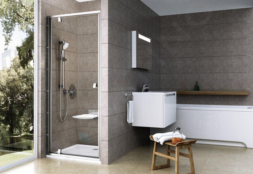 Ravak Pivot - Porte de douche 761-811 mm, satiné/verre transparent 03G40U00Z1