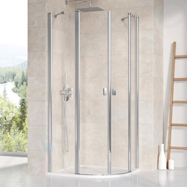 Ravak Chrome - Cabine de douche quart de cercle CSKK4-80, 780-800 mm, aluminium brillant/verre transparent 3Q140C00Z1