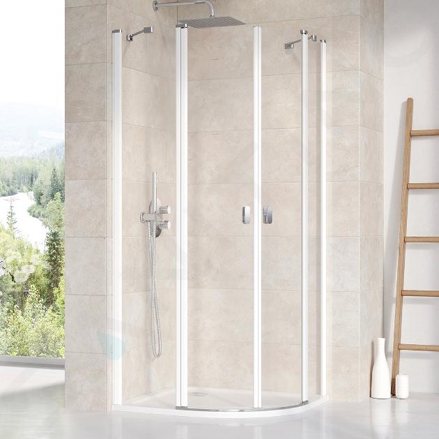 Ravak Chrome - Cabine de douche quart de cercle CSKK4-80, 780-800 mm, blanc/verre transparent 3Q140100Z1