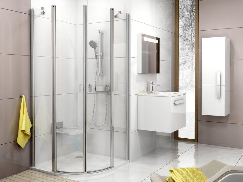 Ravak Chrome - Cabine de douche quart de cercle CSKK4-90, 880-900 mm, aluminium brillant/verre transparent 3Q170C00Z1