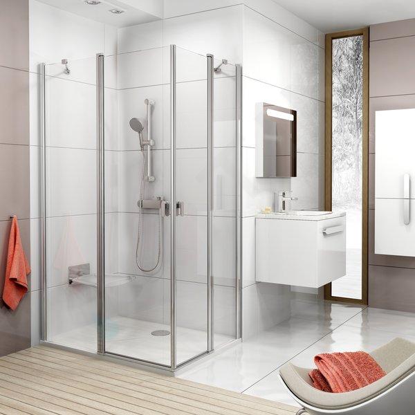 Ravak Chrome - Porte de douche CRV2-80, 780-800 mm, aluminium brillant/verre transparent 1QV40C00Z1