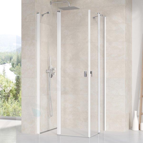 Ravak Chrome - Porte de douche CRV2-80, 780-800 mm, blanc/verre transparent 1QV40100Z1