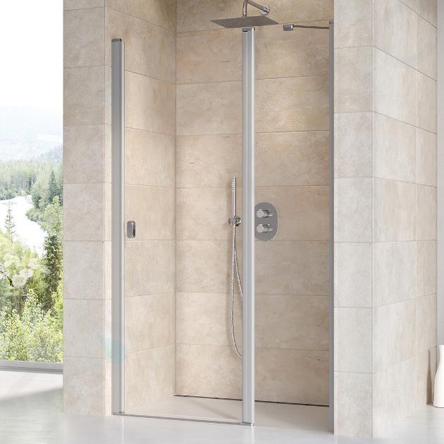 Ravak Chrome - Porte de douche en deux parties CSD2-100, 975-1005 cm, satiné/verre clair 0QVACU00Z1