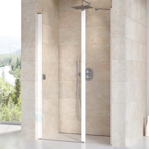 Ravak Chrome - Porte de douche en deux parties CSD2-100, 975-1005 cm, blanc/verre transparent 0QVAC100Z1