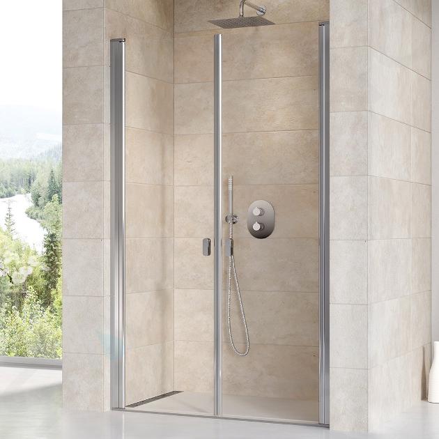 Ravak Chrome - Porte de douche à deux vantaux CSDL2-120, 1175-1205 mm, aluminium brillant/verre transparent 0QVGCC0LZ1