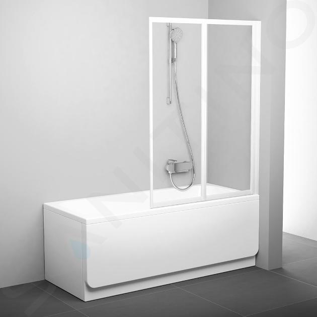 Ravak Supernova - Pare-bain pliant en deux parties VS2 105, 1045x1400 mm, blanc/verre transparent 796M0100Z1