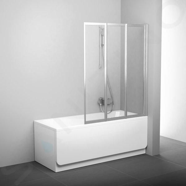 Ravak Supernova - Pare-bain pliant en trois parties VS3 100, 996x1400 mm, blanc/verre transparent 795P0100Z1