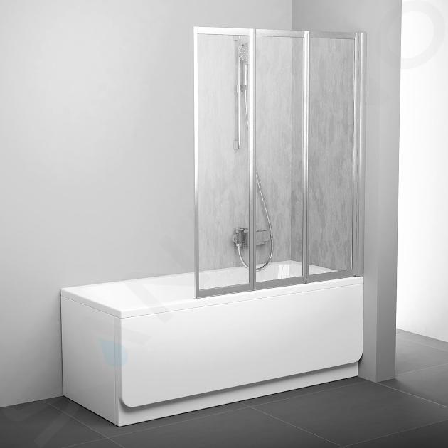 Ravak Supernova - Mampara de baño abatible en tres partes VS3 115, 1146x1400 mm, satinado/Lluvia 795S0U0041