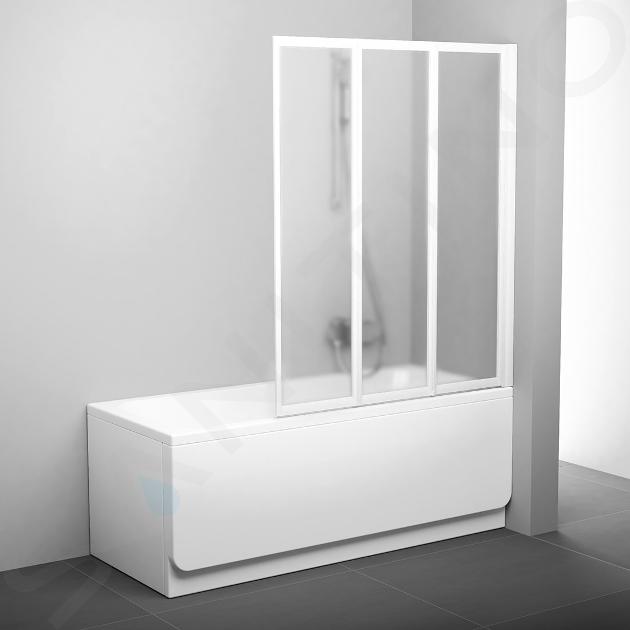 Ravak Supernova - Paroi de baignoire pliante en trois parties VS3 130, 1296x1400 mm, blanc/Grape 795V0100ZG