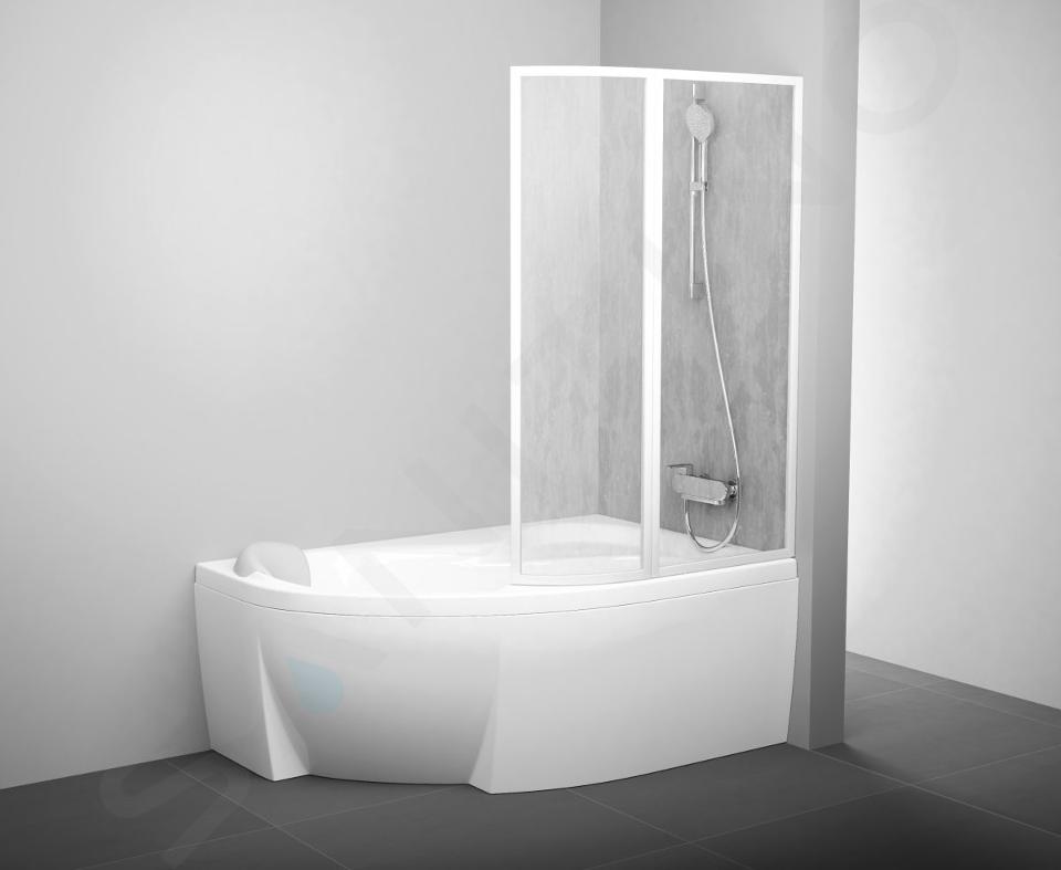 Ravak Supernova - Schermo da bagno VSK2 Rosa 140 L, a sinistra, bianco/pioggia 76L7010041