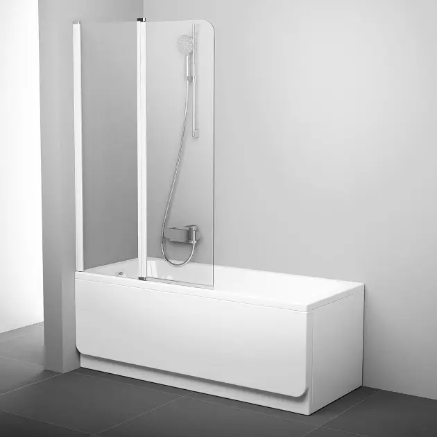 Ravak Chrome - Paroi de baignoire CVS2 en deux parties, gauche, 990x1500 mm, blanc/verre transparent 7QLA0100Z1