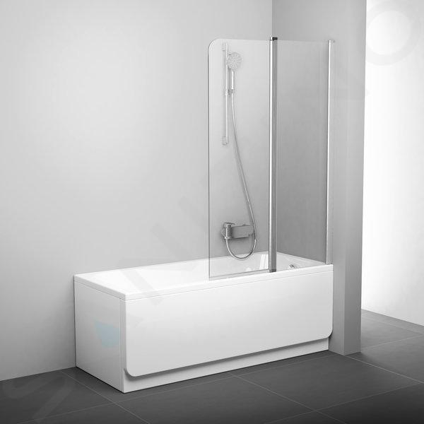Ravak Chrome - Badewannenabtrennung zweiteilig CVS2-100 R, 99x150 cm, rechts, Aluminium glänzend/Klarglas 7QRA0C00Z1