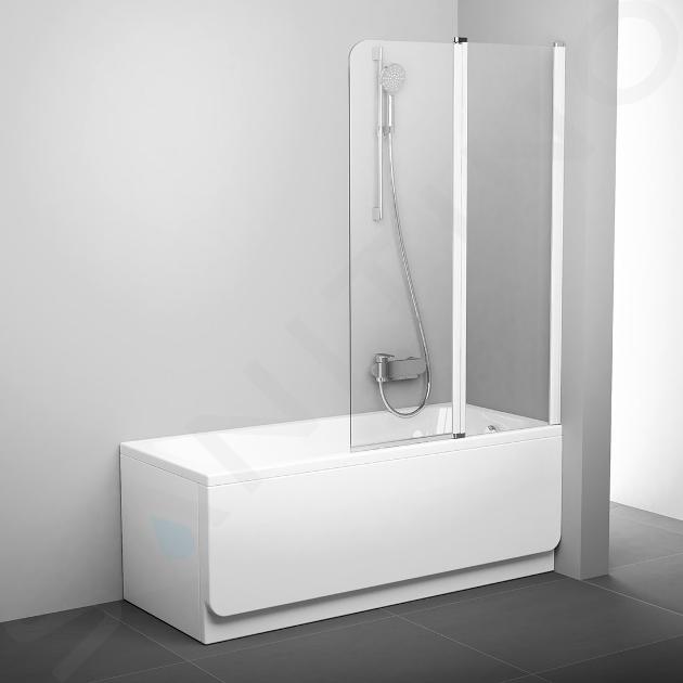 Ravak Chrome - Mampara de baño de dos piezas CVS2-100 R, 990x1500 mm, derecha, blanco/vidrio transparente 7QRA0100Z1