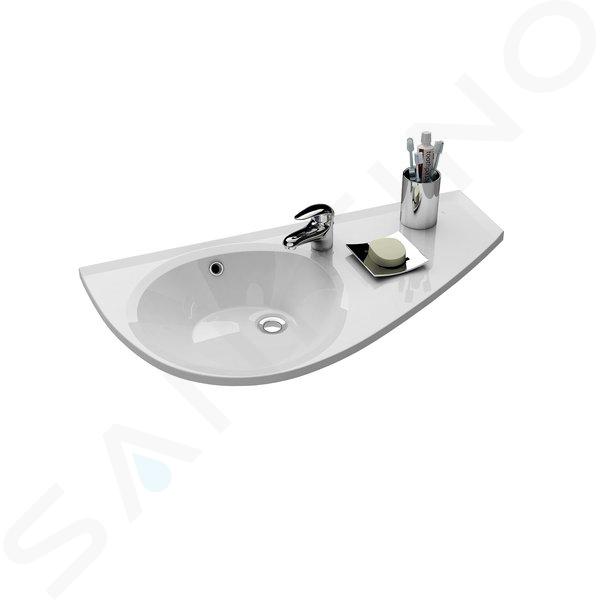 Ravak Avocado - Lavabo 850x450 mm, con sfioratore, con foro per rubinetto, superficie di appoggio a destra, bianco XJ1P1100000