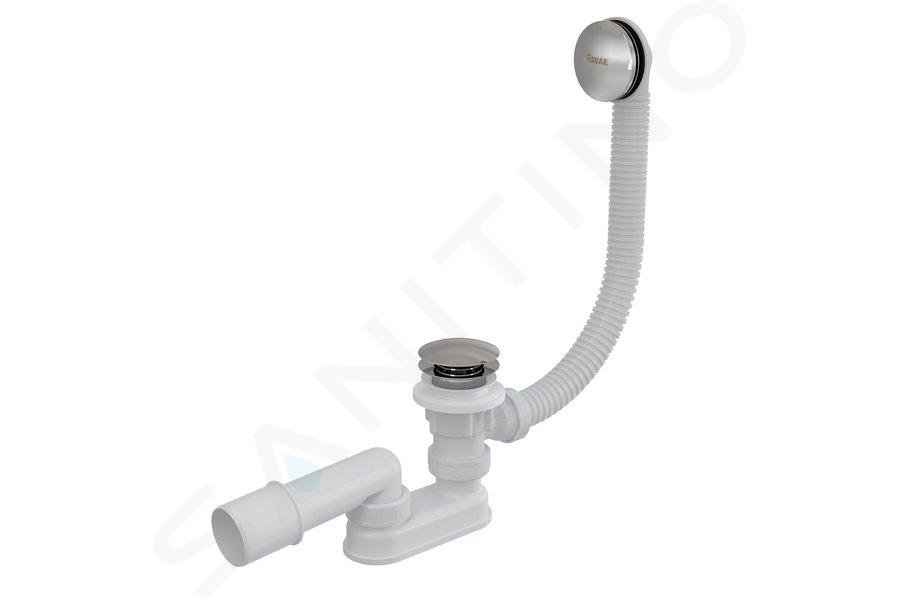 Ravak Sistemi di scarico - Sistema di scarico e troppopieno per vasca da bagno, lunghezza 570 mm, ClickClack, cromo X01377