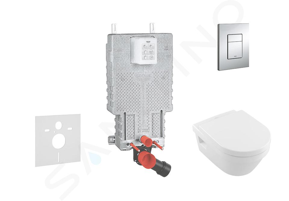 Grohe Uniset - Bâti-support pour WC suspendu + cuvette et siège Villeroy &amp; Boch 38643SET-KB